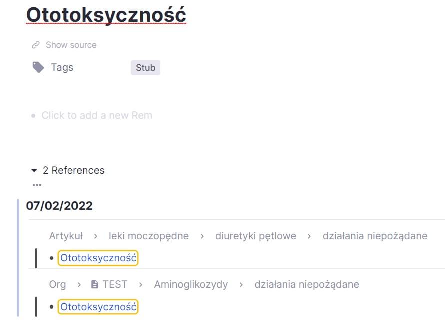 Widok ekranu aplikacji RemNote