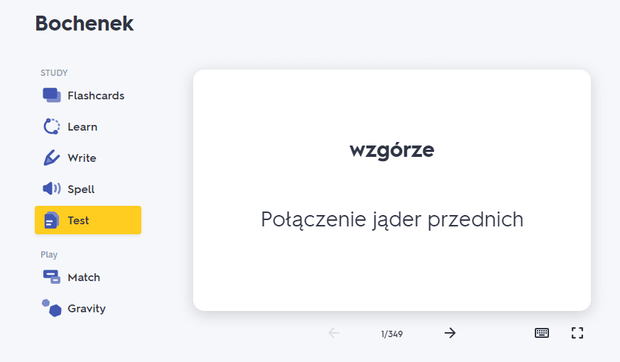 Widok ekranu aplikacji Quzilet