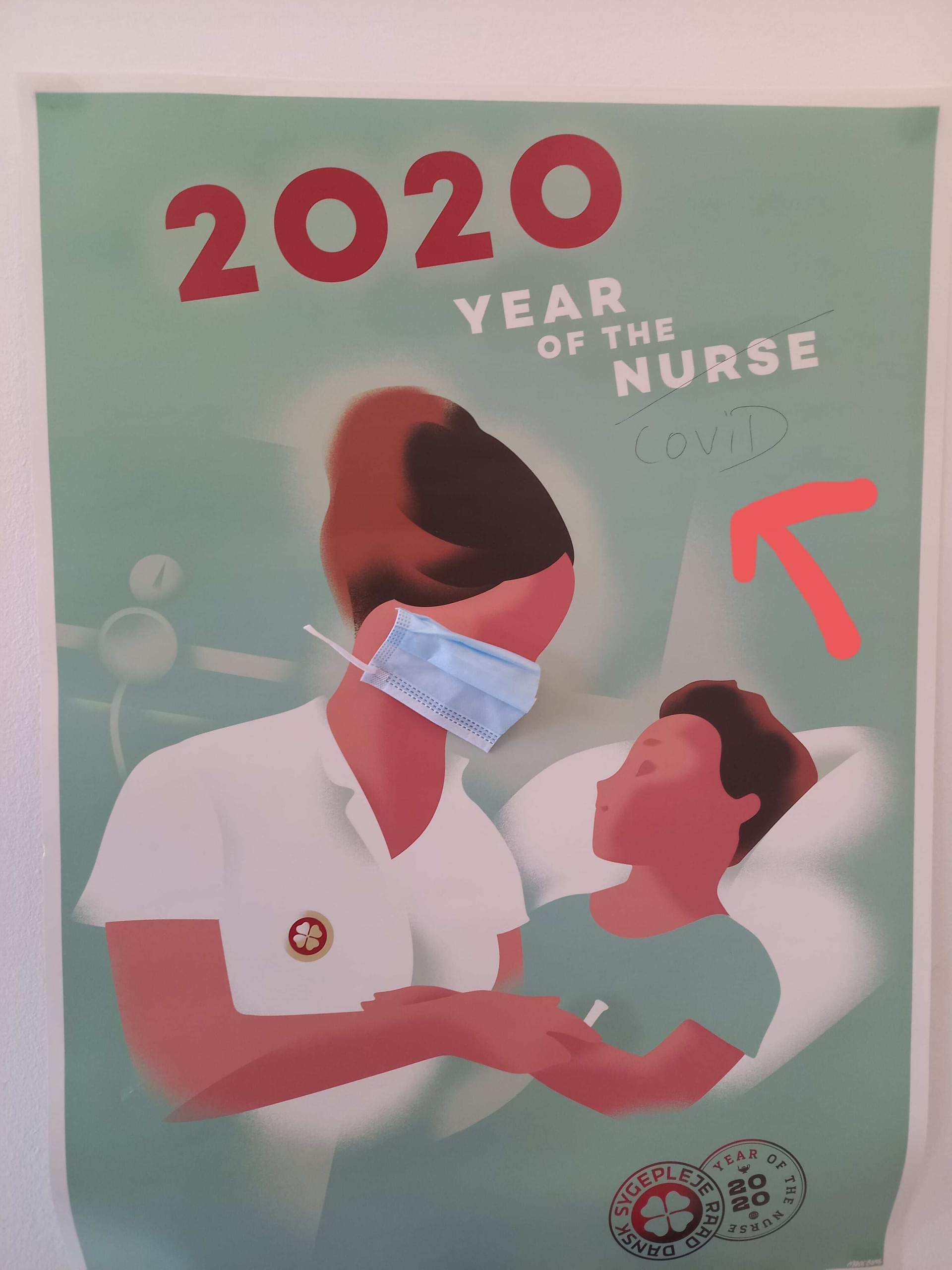 Plakat w szpitalu w Aarhus
