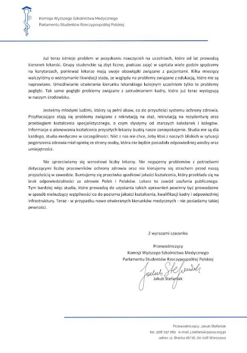 list komisji wyższego szkolnictwa medycznego