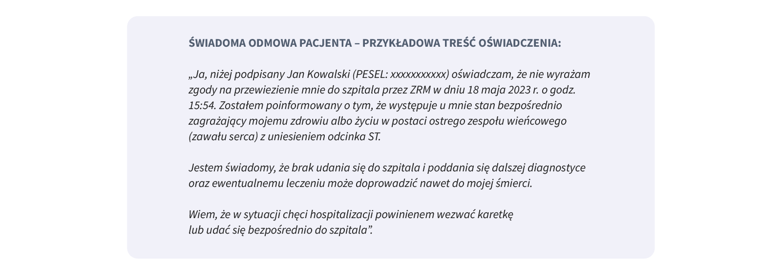 Świadoma odmowa pacjenta