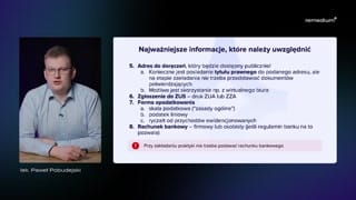 Dane do wniosku: nazwa, data rozpoczęcia, PKD i adres